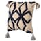 Deerlux 16" Cotton Throw Pillow Cover with Tufted Blue & White Geometric Pattern and Corner Tassels QI004306.GC - alternate 1
